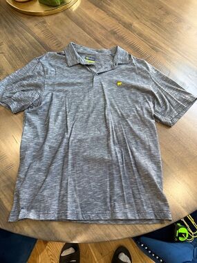 Men's Heathered Gray Polo with Yellow Logo Embroidery